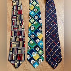 Bundle lot of 3 men’s ties 100% silk Hemley Structure Alynn vintage tie